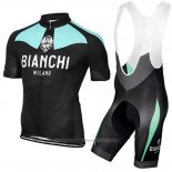 2016 Maillot Cyclisme Bianchi Bleu Clair et Jaune Manches Courtes et Cuissard