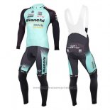 2016 Maillot Cyclisme Bianchi Mtb Ml Noir et Vert Manches Longues et Cuissard