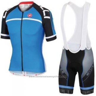 2016 Maillot Cyclisme Castelli Noir et Bleu Manches Courtes et Cuissard