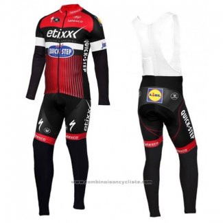 2016 Maillot Cyclisme Etixx Quick Step Rouge et Noir Manches Longues et Cuissard