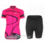 2016 Maillot Cyclisme Femme Pinarello Noir et Fuchsia Manches Courtes et Cuissard