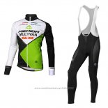 2016 Maillot Cyclisme Multivan Merida Vert et Blanc Manches Longues Cuissard