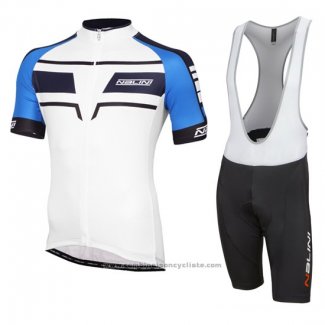 2016 Maillot Cyclisme Nalini Bleu et Blanc Manches Courtes et Cuissard