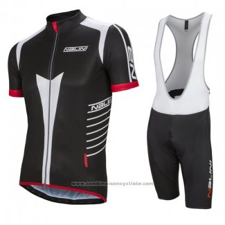 2016 Maillot Cyclisme Nalini Gris et Noir Manches Courtes et Cuissard