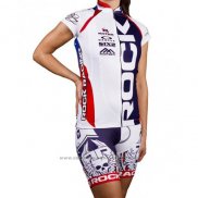 2016 Maillot Cyclisme Rock Racing Blanc et Bleu Manches Courtes et Cuissard