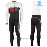 2016 Maillot Cyclisme Scott Blanc et Rouge Manches Longues et Cuissard