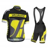 2016 Maillot Cyclisme Specialized Gris et Jaune Manches Courtes et Cuissard