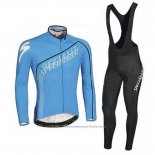 2016 Maillot Cyclisme Specialized Noir et Azur Manches Longues et Cuissard