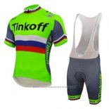 2016 Maillot Cyclisme UCI Monde Champion Tinkoff Vert Manches Courtes et Cuissard