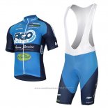 2017 Maillot Cyclisme Ago Aqua Service Bleu Manches Courtes et Cuissard