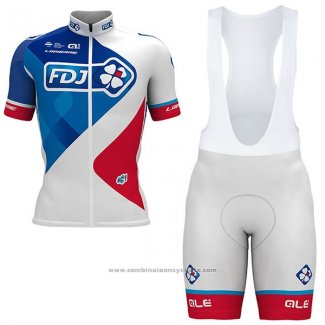 2017 Maillot Cyclisme FDJ Blanc Manches Courtes et Cuissard