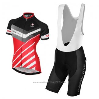 2017 Maillot Cyclisme Femme Nalini Rouge et Noir Manches Courtes et Cuissard