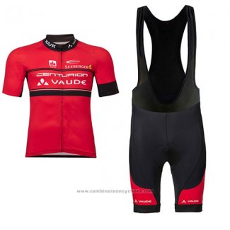 2017 Maillot Cyclisme Femme Vaude Rouge Manches Courtes et Cuissard