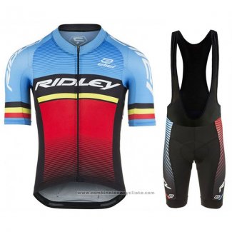 2017 Maillot Cyclisme Ridley Rincon Bleu et Noir Manches Courtes et Cuissard