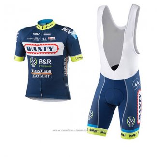 2017 Maillot Cyclisme Wanty Groupe Gobert Bleu Manches Courtes et Cuissard