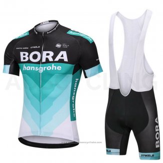 2018 Maillot Cyclisme Bora Vert et Noir Manches Courtes et Cuissard