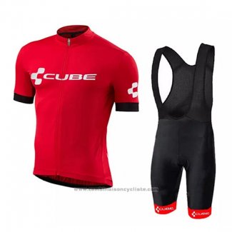 2018 Maillot Cyclisme Cube Rouge Manches Courtes et Cuissard