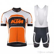 2018 Maillot Cyclisme Ktm Blanc Orange Manches Courtes et Cuissard