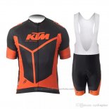 2018 Maillot Cyclisme Ktm Noir Orange Manches Courtes et Cuissard