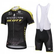 2018 Maillot Cyclisme Scott Noir Manches Courtes et Cuissard