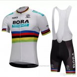 2018 Maillot Cyclisme UCI Monde Champion Bora Blanc Manches Courtes et Cuissard