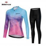 2019 Maillot Cyclisme Femme Mieyco Bleu Rose Manches Longues et Cuissard