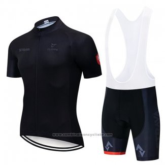 2019 Maillot Cyclisme STRAVA Noir Manches Courtes et Cuissard