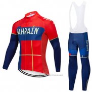 2019 Maillot Cyclisme Bahrain Merida Rouge Manches Longues et Cuissard