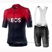 2019 Maillot Cyclisme Castelli Ineos Noir Rouge Manches Courtes et Cuissard