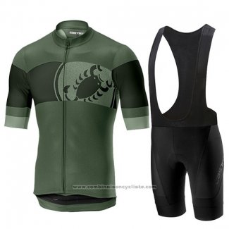 2019 Maillot Cyclisme Castelli Ruota Noir Vert Manches Courtes et Cuissard