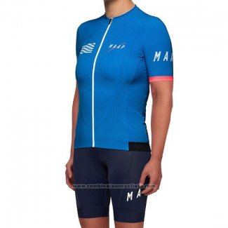 2019 Maillot Cyclisme Femme Maap Bleu Manches Courtes et Cuissard