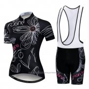 2019 Maillot Cyclisme Femme Weimostar Noir Blanc Rose Manches Courtes et Cuissard