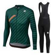 2020 Maillot Cyclisme Femme Sportful Vert Orange Manches Longues et Cuissard