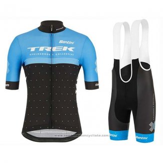 2020 Maillot Cyclisme Trek Bleu Noir Manches Courtes et Cuissard