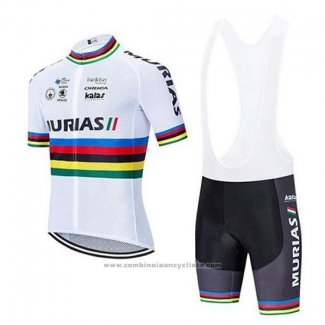 2020 Maillot Cyclisme UCI Mondo Champion Euskadi Murias Blanc Manches Courtes et Cuissard