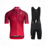 2021 Maillot Cyclisme Castelli Profond Rouge Manches Courtes et Cuissard