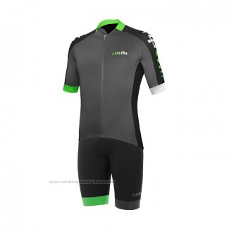 2021 Maillot Cyclisme RH+ Gris Vert Manches Courtes et Cuissard