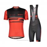 2021 Maillot Cyclisme Scott Rouge Noir Manches Courtes et Cuissard