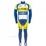 2021 Maillot Cyclisme Sport Vlaanderen Baloise Bleu Jaune Manches Longues et Cuissard