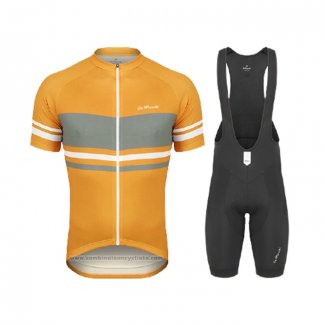 2021 Maillot Cyclisme de Marchi Jaune Gris Manches Courtes et Cuissard