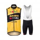 2022 Gilet Coupe-vent Jumbo Visma Jaune Manches Courtes et Cuissard