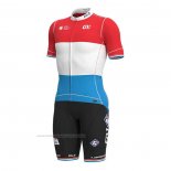 2022 Maillot Cyclisme Groupama-FDJ Rouge Luxembourg Champion Manches Courtes et Cuissard