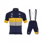 2022 Maillot Cyclisme Novo Nordisk Profond Bleu Jaune Manches Courtes et Cuissard