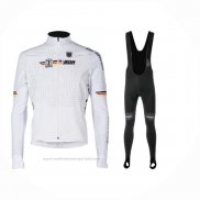 2023 Maillot Cyclisme Allemagne Blanc Manches Longues et Cuissard