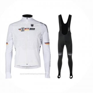 2023 Maillot Cyclisme Allemagne Blanc Manches Longues et Cuissard