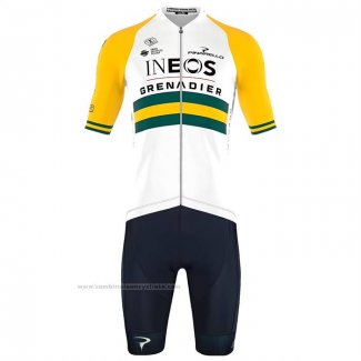 2023 Maillot Cyclisme Ineos Grenadiers Jaune Manches Courtes Et Cuissard