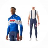 2024 Maillot Cyclisme Deceuninck Quick Step Bleu Blanc Manches Longues Et Cuissard