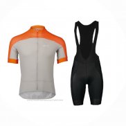 2024 Maillot Cyclisme POC Orange Gris Manches Courtes Et Cuissard