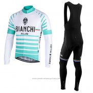 Maillot Cyclisme Bianchi Milano Nalles Bleu Clair Blanc Manches Longues et Cuissard