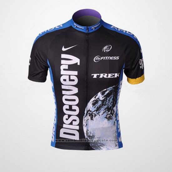 2007 Maillot Cyclisme Trek Noir et Bleu Manches Courtes et Cuissard